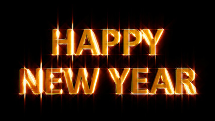 bright lighting pretty text happy new year, isolated - object 3D illustration