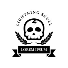 skull head with lightning mark at the top. for brand, sticker and others.