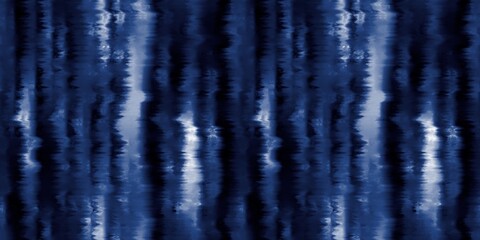 Seamless indigo tie dye 1970s funky hippie repeat pattern swatch motif for surface design and print. High quality illustration. Vibrant navy blue apparel material print. Psychedelic textile design.