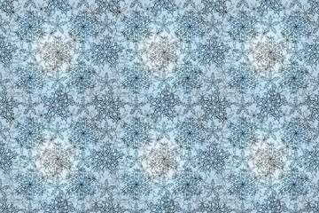 Pattern with interesting doodles on colorfil background. Pano. Raster illustration.