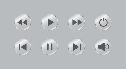 Play button. Media player control icon set. Vector illustration.