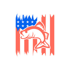 fisherman logo and american flag