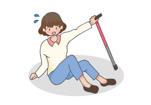 尻もちをついて転倒する女性
