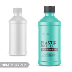 White matte plastic bottle mockup. Vector illustration.