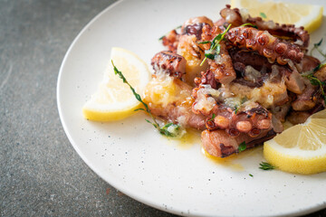 grilled octopus or squid with butter lemon sauce