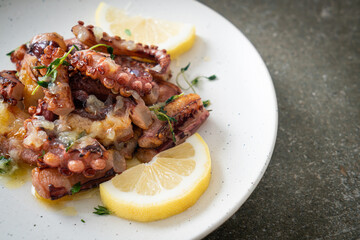 grilled octopus or squid with butter lemon sauce