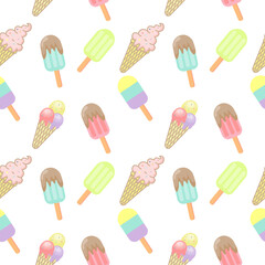 Ice cream seamless pattern Vector illustration.cute pattern.