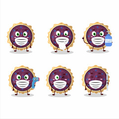 A picture of blueberry pie cartoon design style keep staying healthy during a pandemic