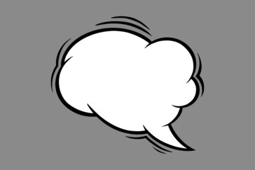 Cloud speech bubble in comic style. Speech bubble for comments and discussions isolated in grey background. Handdrawn vector illustration