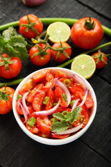 Homemade delicious organic tomato salad, 