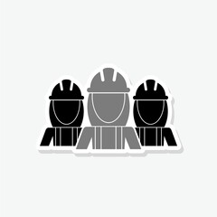 Workers sticker icon group of construction builder