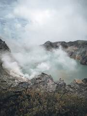 Amazing view at the top of mount Ijen Banyuwangi Indonesia.