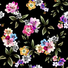 Seamless flowers pattern, floral print.