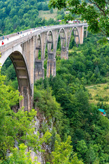 Fototapeta na wymiar Tara Canyon Bridge,high above the river below,Durmitor national Park,Montenegro,Eastern Europe.