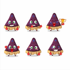 A sporty slice of blueberry pie boxing athlete cartoon mascot design