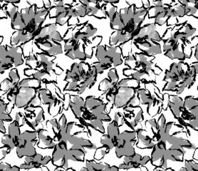 Seamless abstract flowers pattern, floral print.	