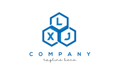 LXJ letters design logo with three polygon hexagon logo vector template