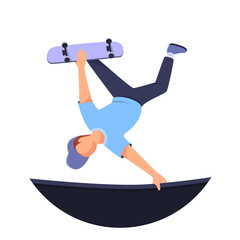 Fototapeta premium illustration of a young man with skateboard style tricks