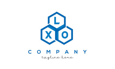 LXO letters design logo with three polygon hexagon logo vector template