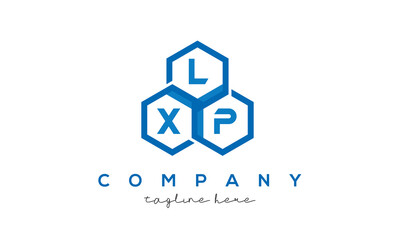 LXP letters design logo with three polygon hexagon logo vector template