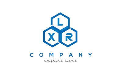 LXR letters design logo with three polygon hexagon logo vector template