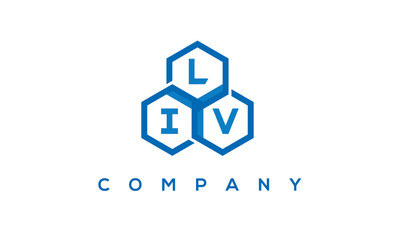 LIV letters design logo with three polygon hexagon logo vector template