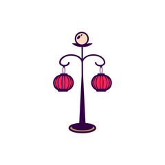 Vector illustration line art lampion or lantern isolated on white background