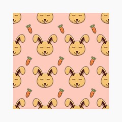 bunny and carrots Seamless Pattern Background.