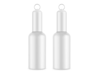 Blank promotional pocket hand sanitiser plastic bottle for branding, mockup template on isolated white background, 3d illustration