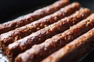Close-up of tasty and juicy lula kebab