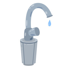 Tap with filter. Kitchen faucet with filtration. Replacement cartridge. Flat cartoon illustration