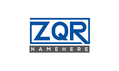 ZQR Letters Logo With Rectangle Logo Vector