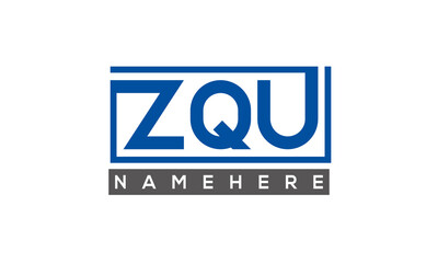 ZQU Letters Logo With Rectangle Logo Vector