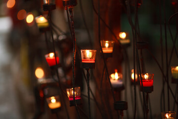 The vintage glass hanging over steel pole.