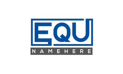 EQU Letters Logo With Rectangle Logo Vector