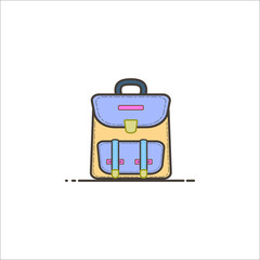 Simple color vector illustration line art bag icon illustration . Isolated on white background.