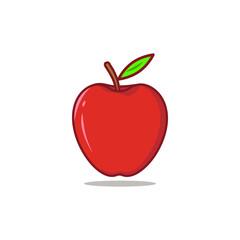 Simple color vector illustration line art apple icon illustration . Isolated on white background.
