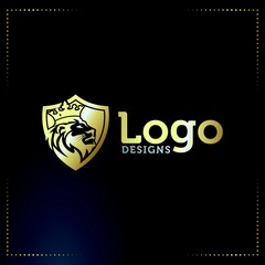 business lion logo gold - business logo design vector