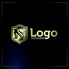 business lion logo gold - business logo design vector
