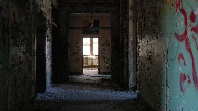 short walk through a frightening hallway in an abandoned sanitorium