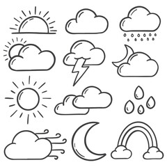 hand drawn doodle weather element vector