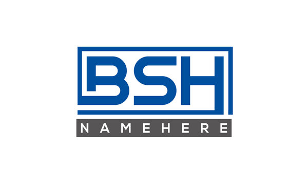 BSH Letters Logo With Rectangle Logo Vector
