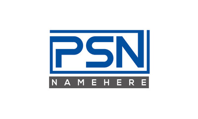 PSN Letters Logo With Rectangle Logo Vector