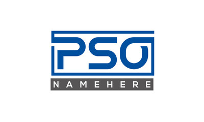 PSO Letters Logo With Rectangle Logo Vector