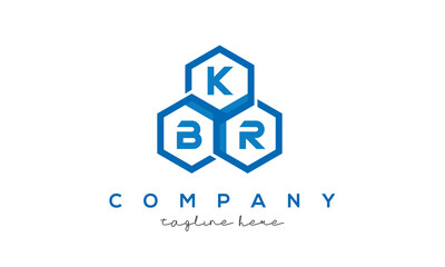 KBR letters design logo with three polygon hexagon logo vector template