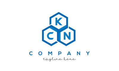 KCN letters design logo with three polygon hexagon logo vector template