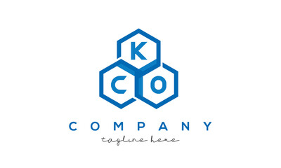 KCO letters design logo with three polygon hexagon logo vector template