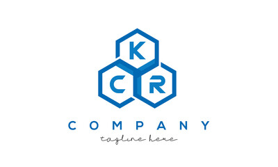 KCR letters design logo with three polygon hexagon logo vector template