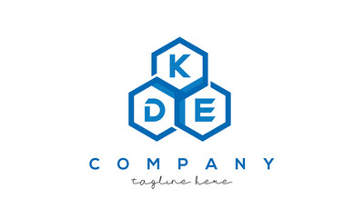 KDE letters design logo with three polygon hexagon logo vector template