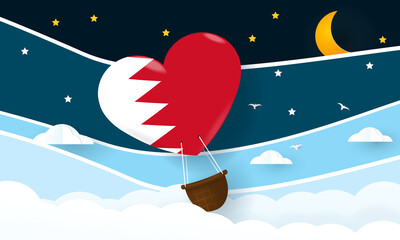 Heart air balloon with Flag of  Bahrain for independence day or something similar
